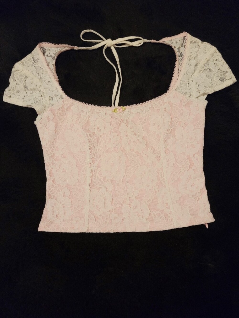 Sugar Thrillz Pale Pink And White Lace Top
